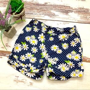 Kids Headquarters Shorts Floral Navy Blue & White Polka Dot Sz 3T